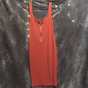 Burnt orange body-con dress